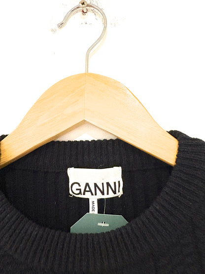Ganni Crystal Embellished Black Knit S