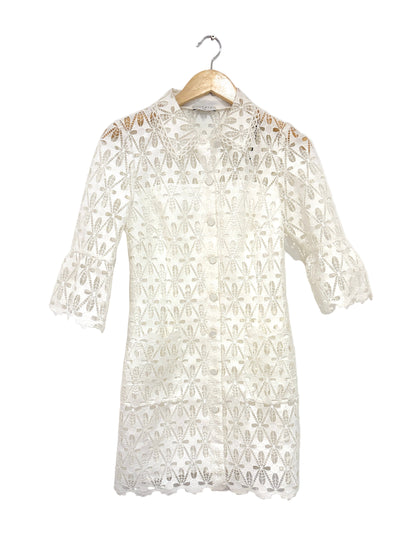 Sandro White Embroidered Lace Mini Dress