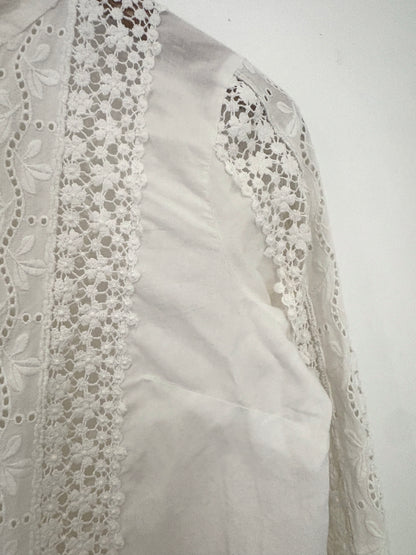 Sézane Lace White Shirt UK 8
