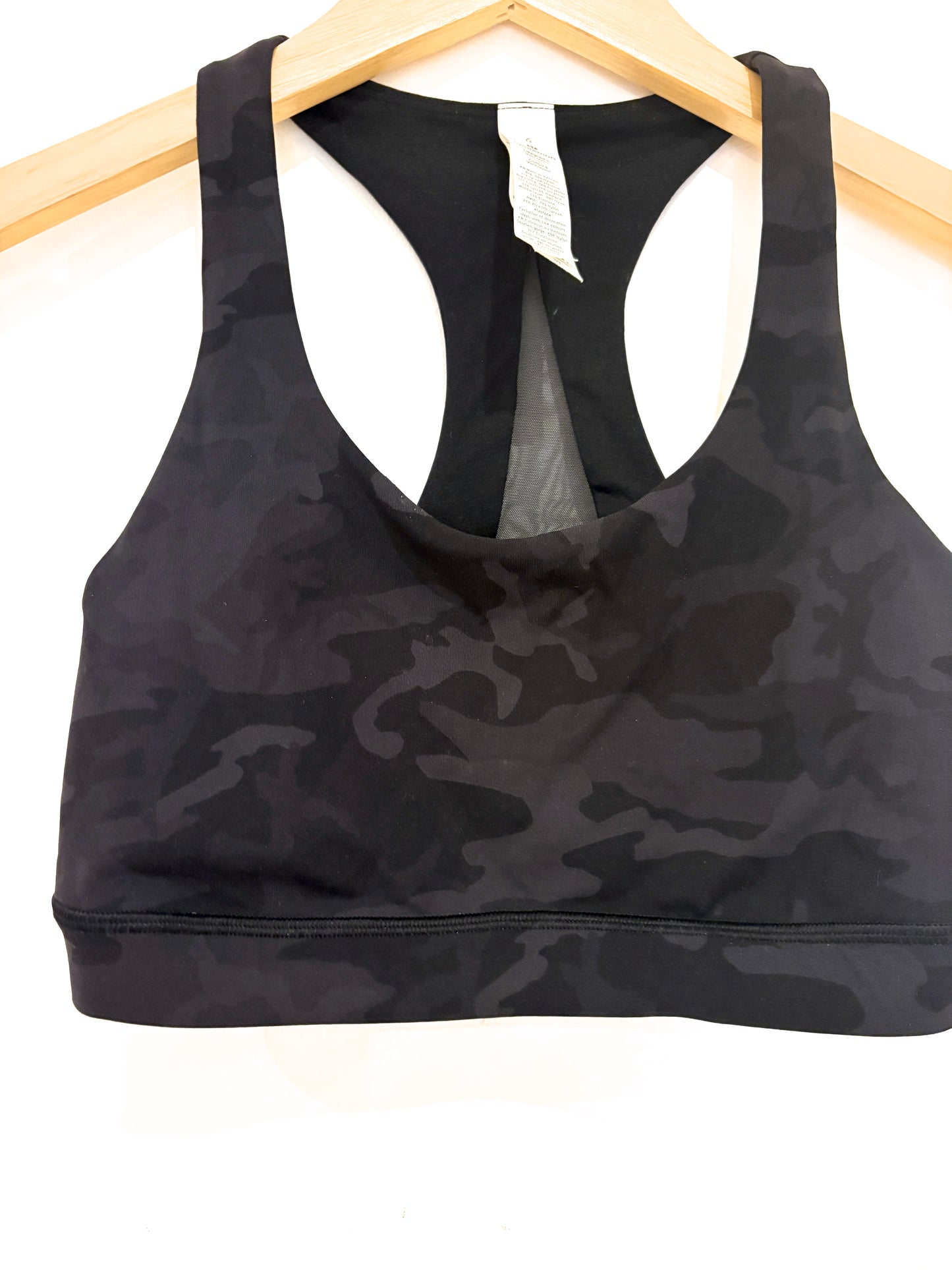Lululemon Black Army Print Sports Bra UK 10