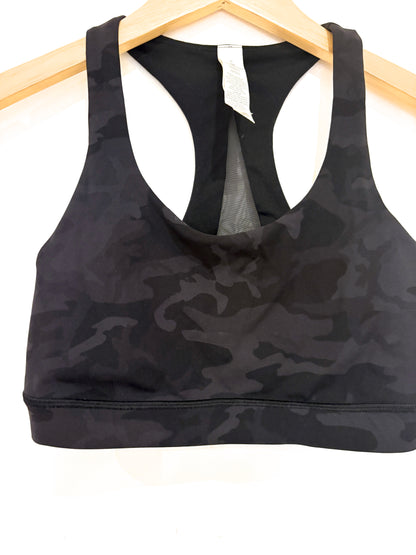 Lululemon Black Army Print Sports Bra UK 10