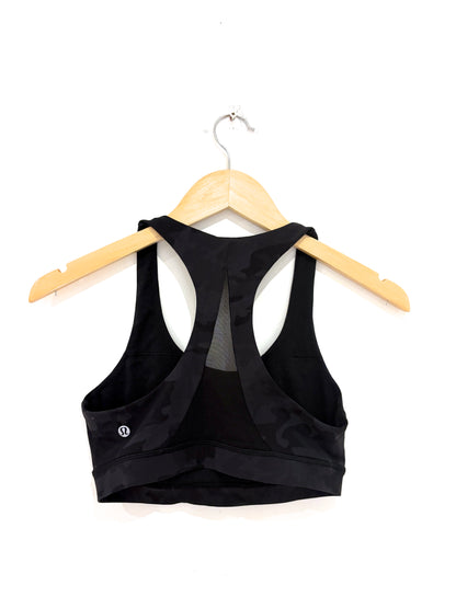 Lululemon Black Army Print Sports Bra UK 10