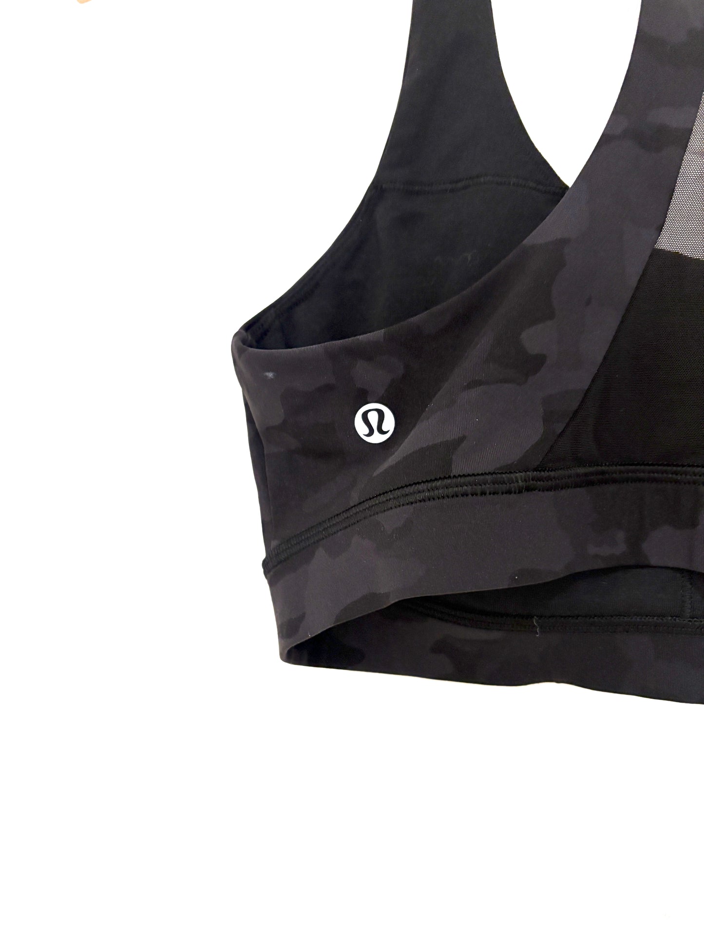 Lululemon Black Army Print Sports Bra UK 10