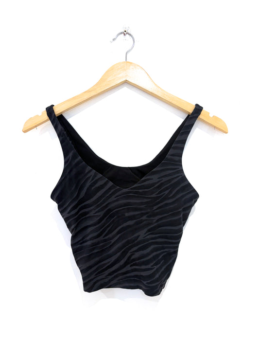 Lululemon Black Zebra Print Cropped Sports Top 
