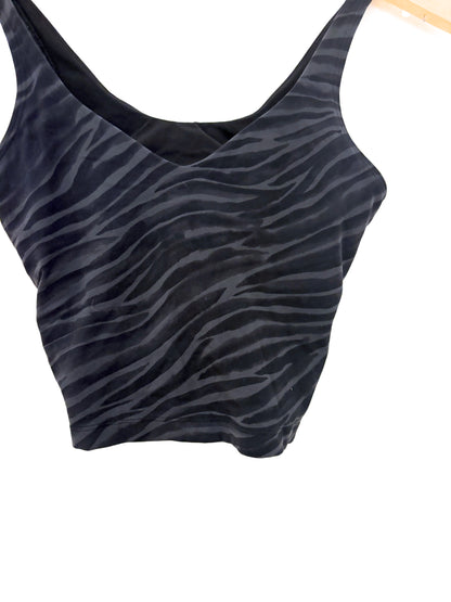 Lululemon Black Zebra Print Cropped Sports Top UK 10