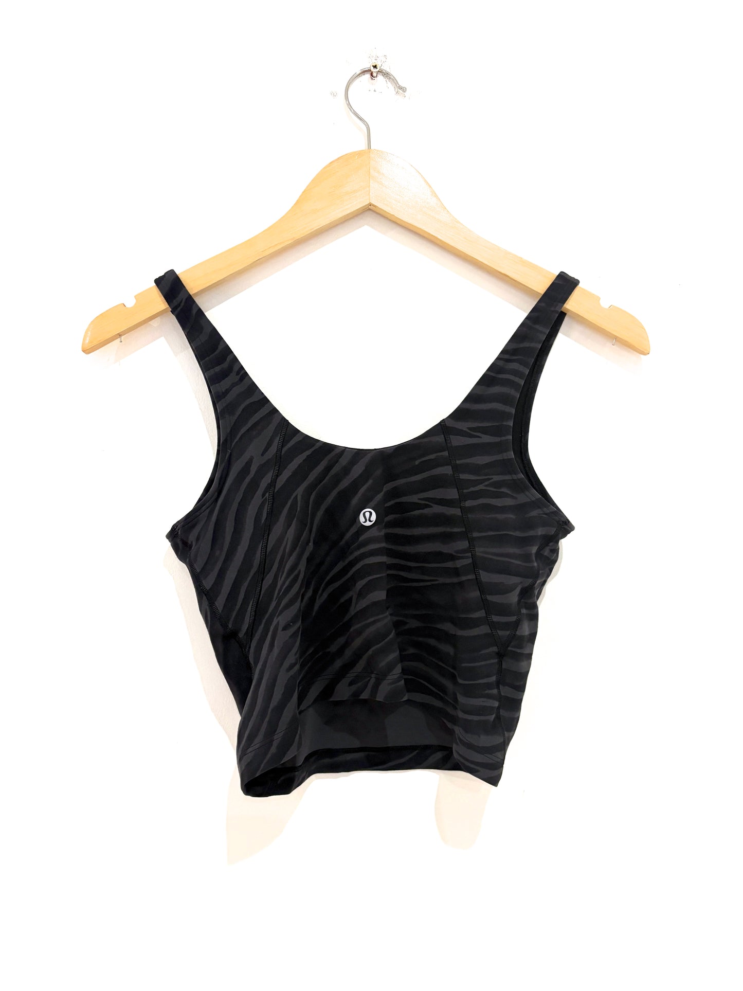 Lululemon Black Zebra Print Cropped Sports Top UK 10