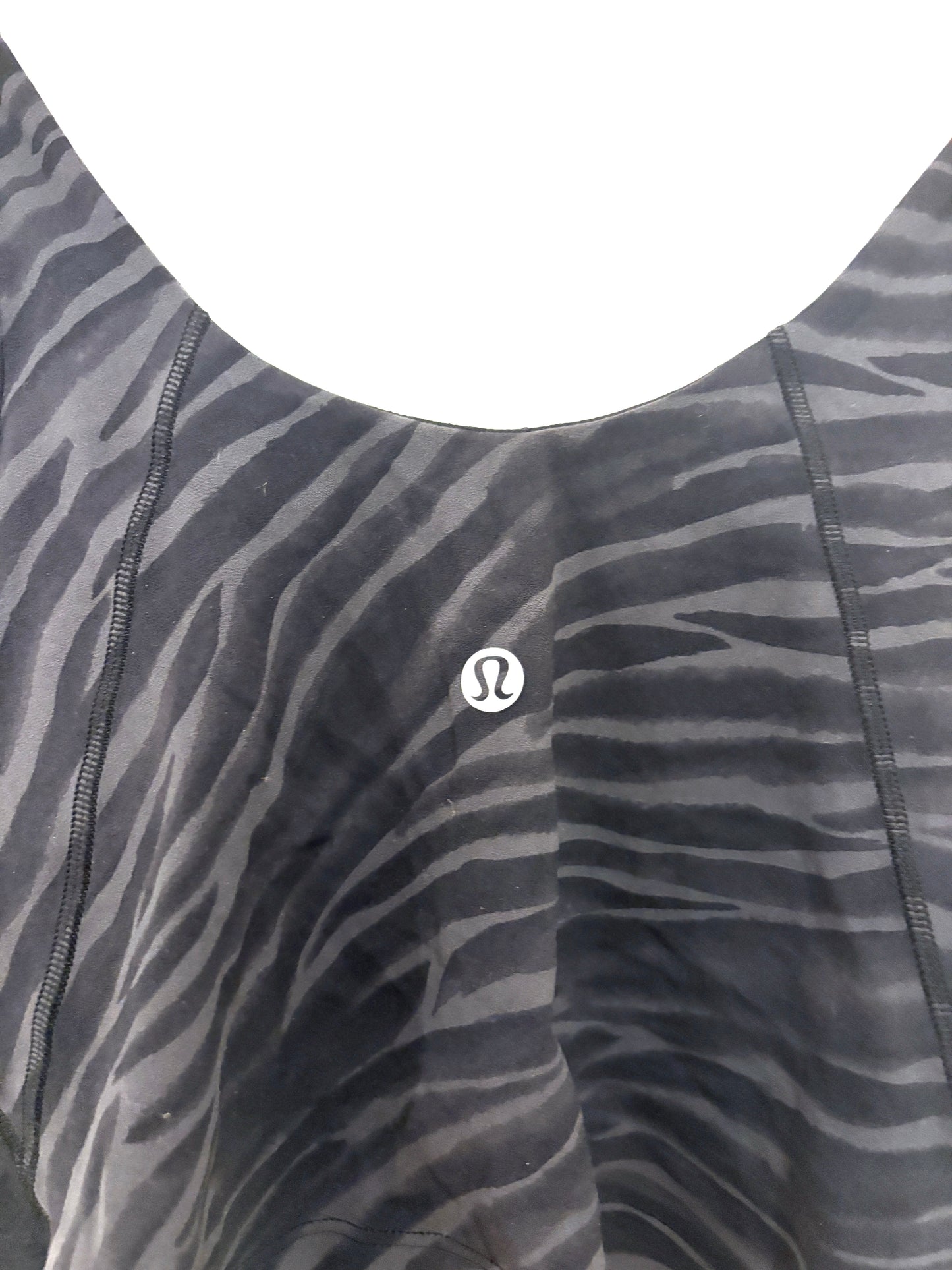 Lululemon Black Zebra Print Cropped Sports Top UK 10
