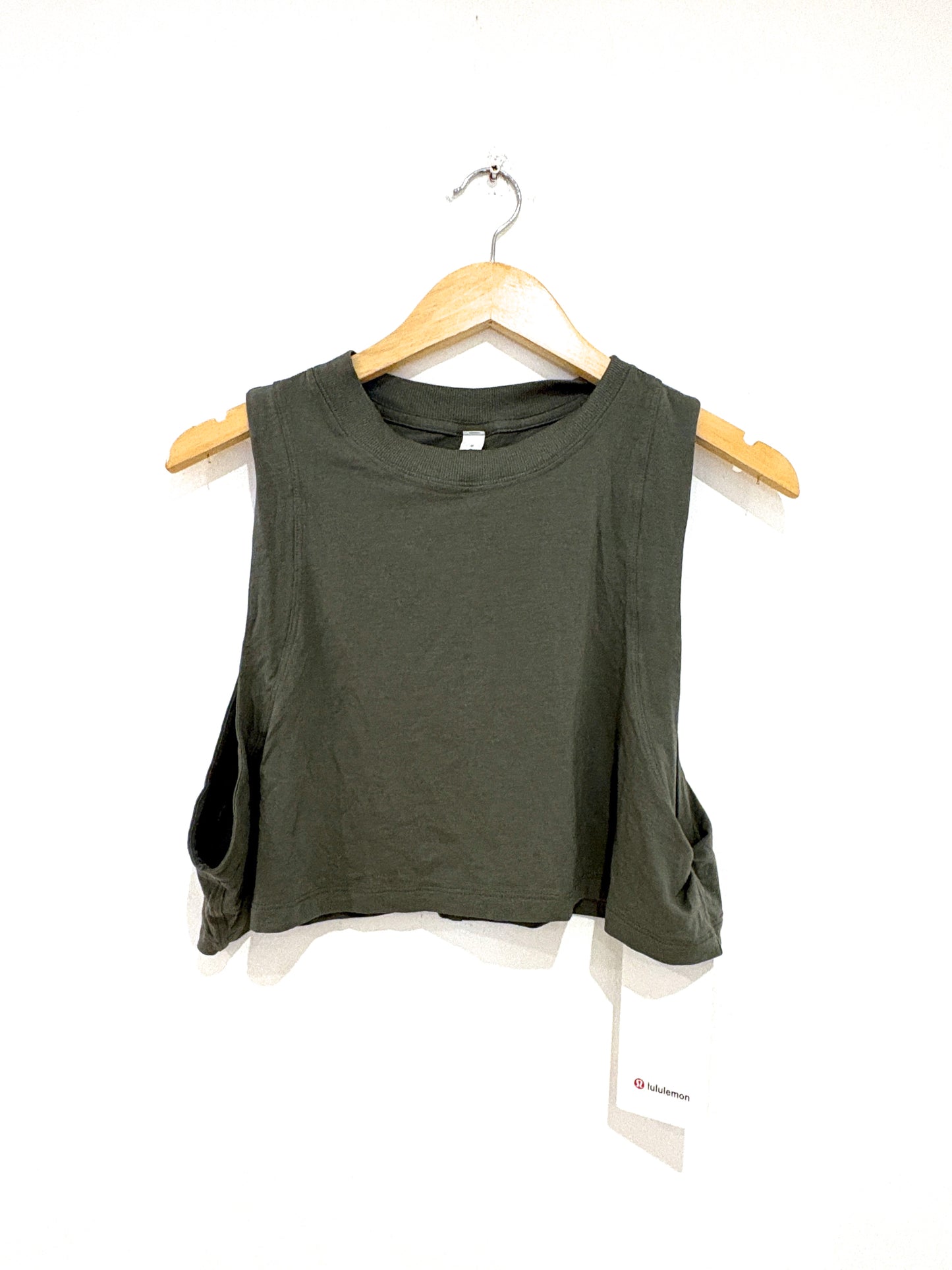 New With Tags Lululemon Khaki Crop Tank UK 12