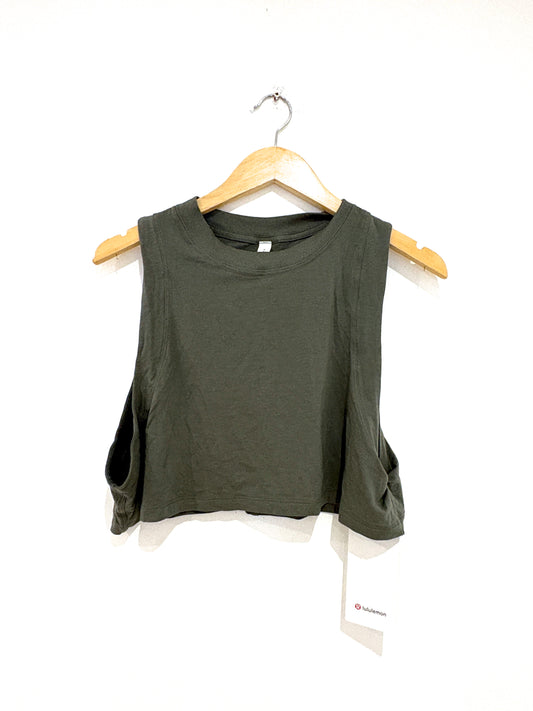 New With Tags Lululemon Khaki Crop Tank UK 12