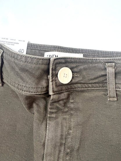 New with tags Zara Marine Straight Khaki Jeans UK 12