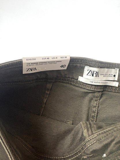 New with tags Zara Marine Straight Khaki Jeans UK 12