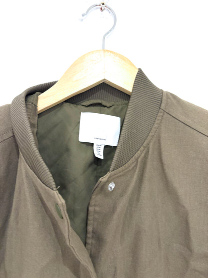 H&M Linen Khaki Bomber Jacket M