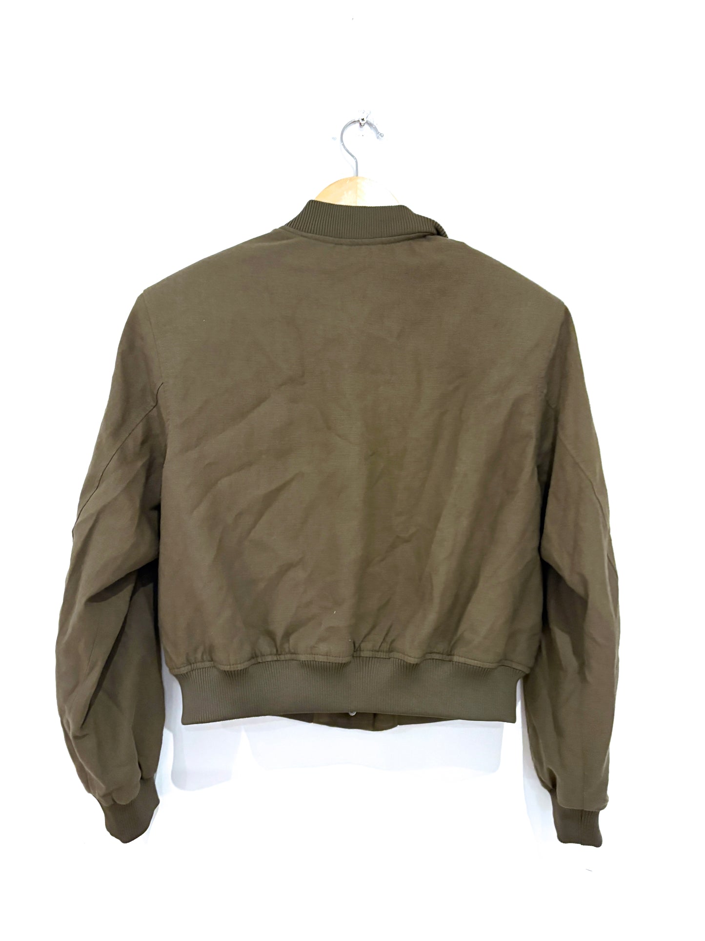 H&M Linen Khaki Bomber Jacket M