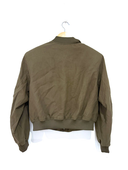 H&M Linen Khaki Bomber Jacket M