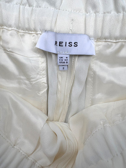 Reiss Raya White Wide Leg Trousers UK 4