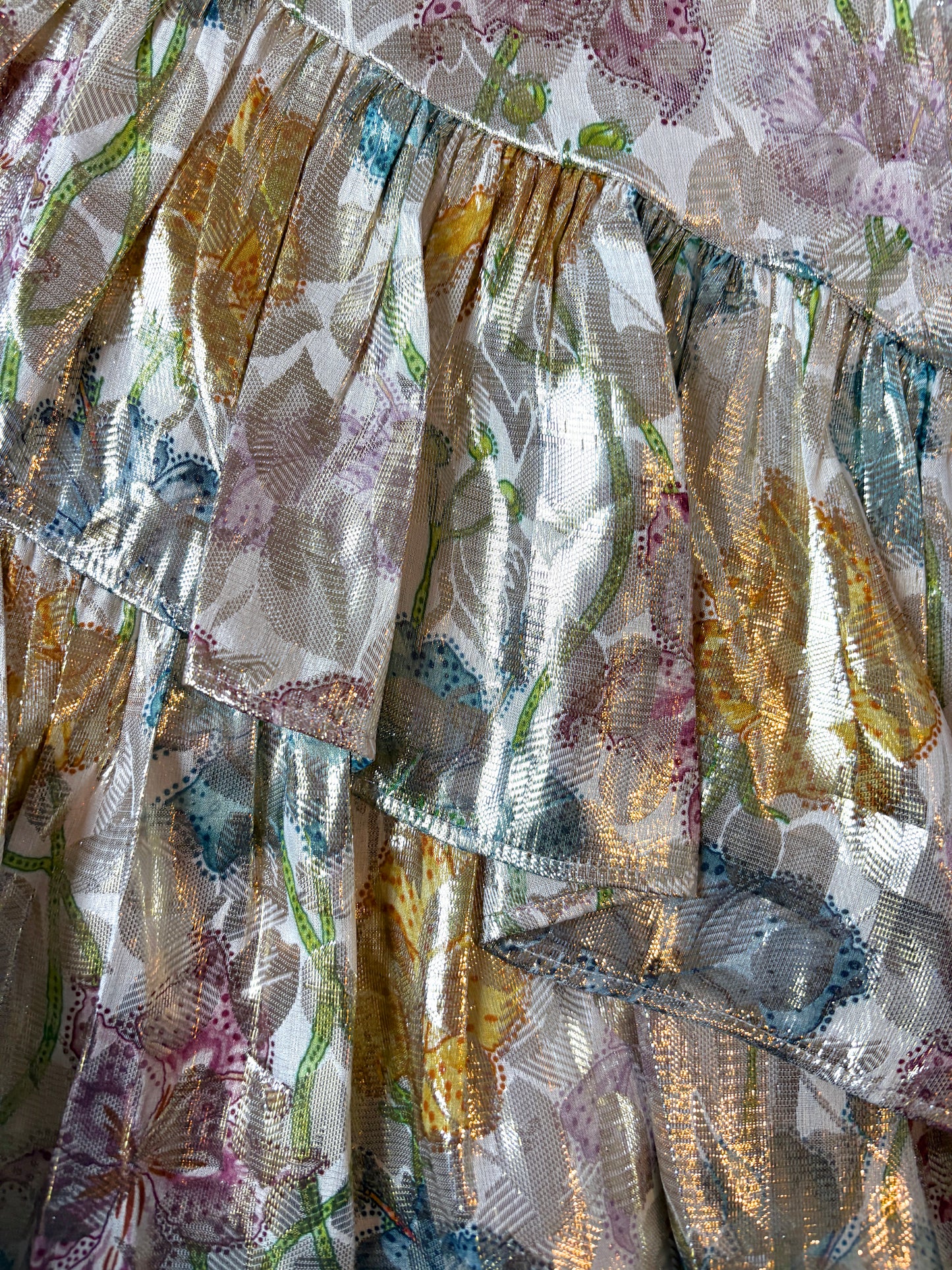 Hayley Menzies Silk Frill Metallic Layered Skirt S