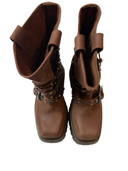 Russell & Bromley Brown Suede Studded Boots UK 5