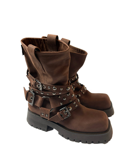 Russell & Bromley Brown Suede Biker Boots