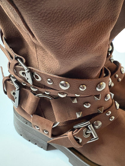 Russell & Bromley Brown Suede Studded Boots UK 5