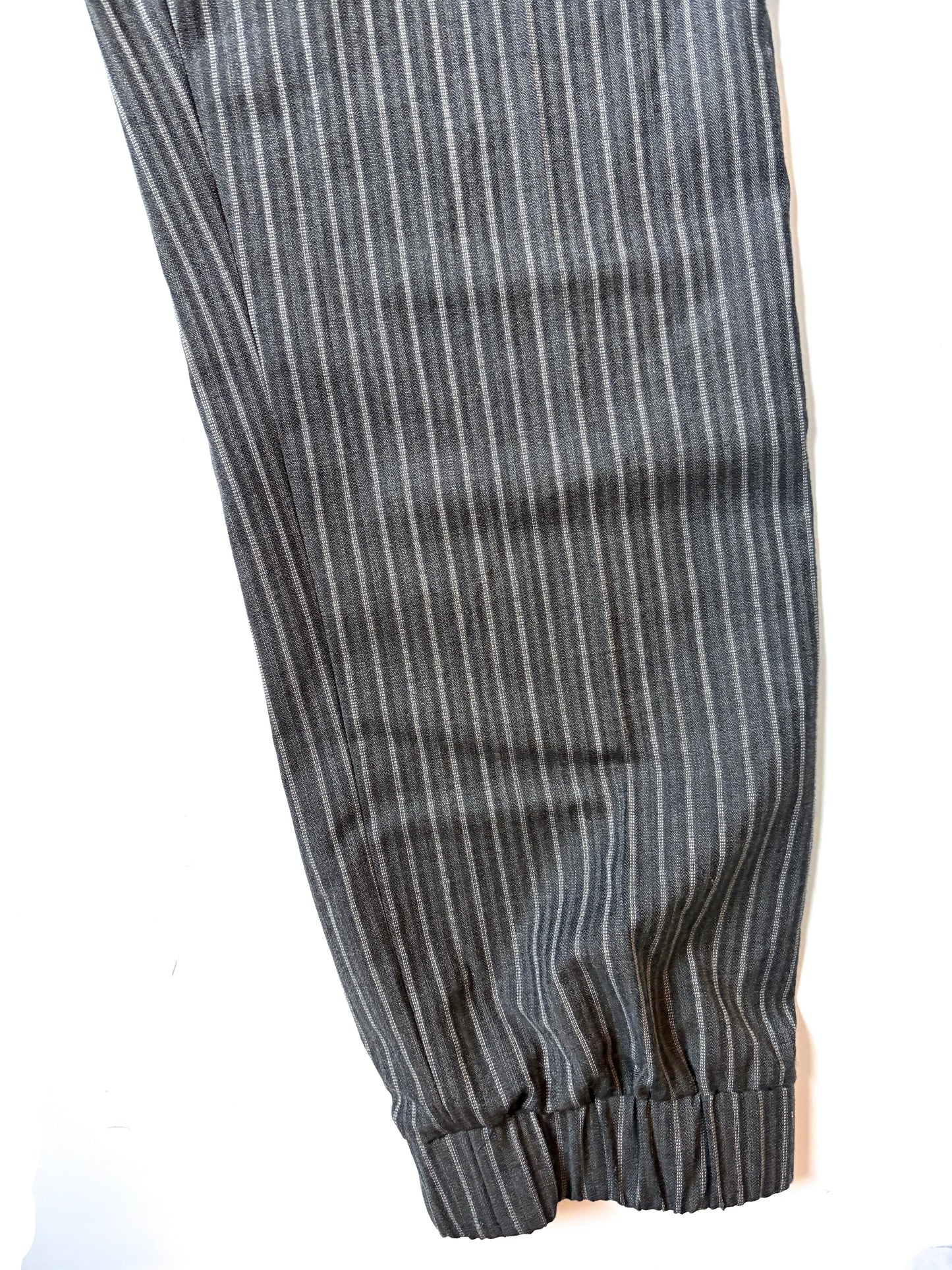 Ganni Pinstripe Grey Elasticated-waist Trousers UK 10