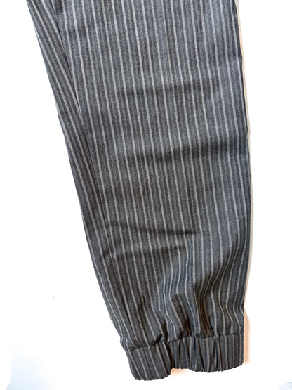 Ganni Pinstripe Grey Elasticated-waist Trousers UK 10