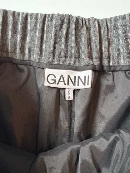 Ganni Pinstripe Grey Elasticated-waist Trousers UK 10