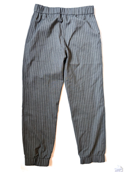Ganni Pinstripe Grey Elasticated-waist Trousers UK 10