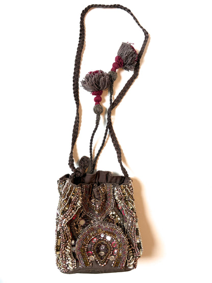 Zara Beaded Cross Body Bucket Bag