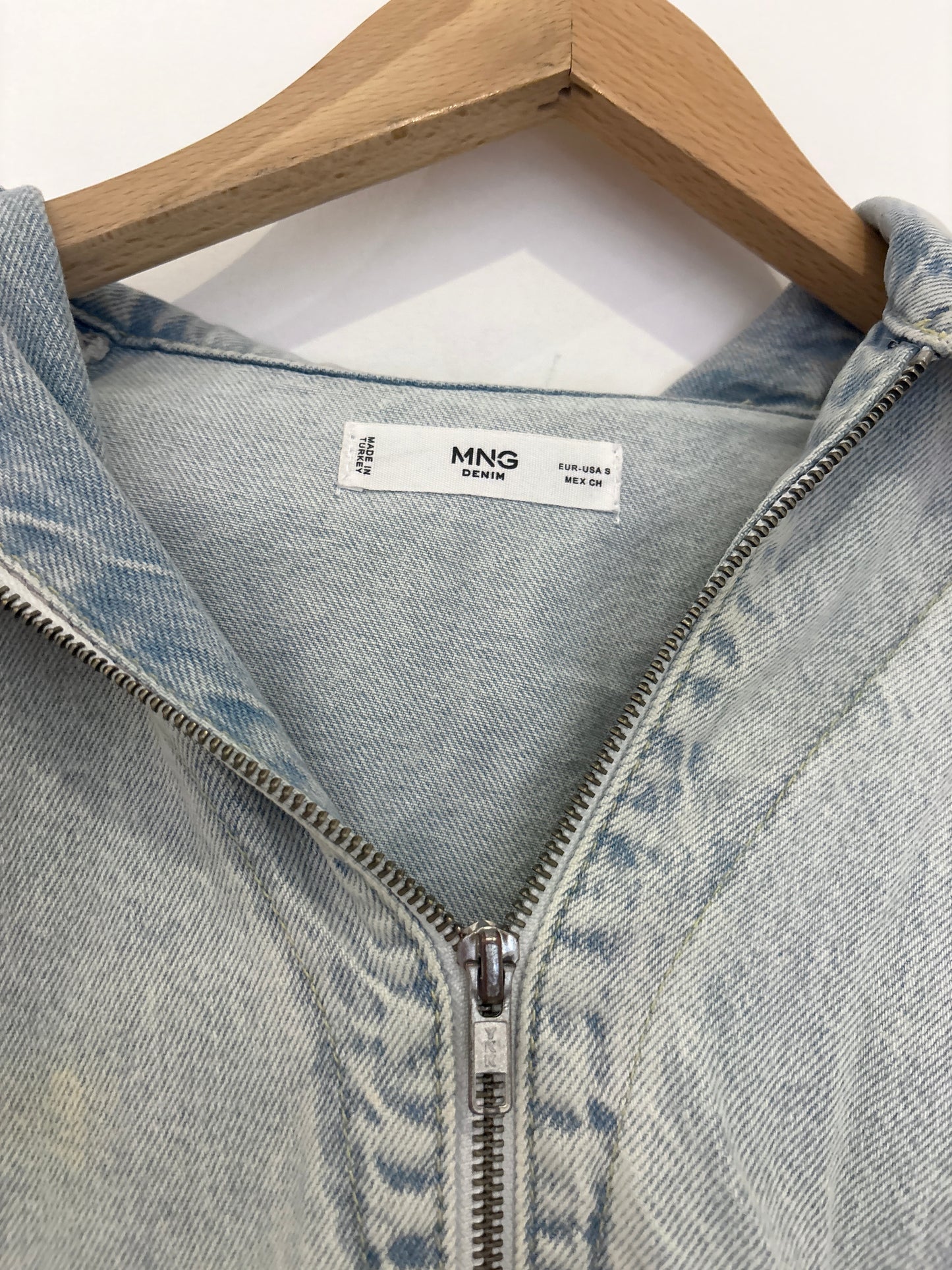 Mango Light Blue Denim Jumpsuit S