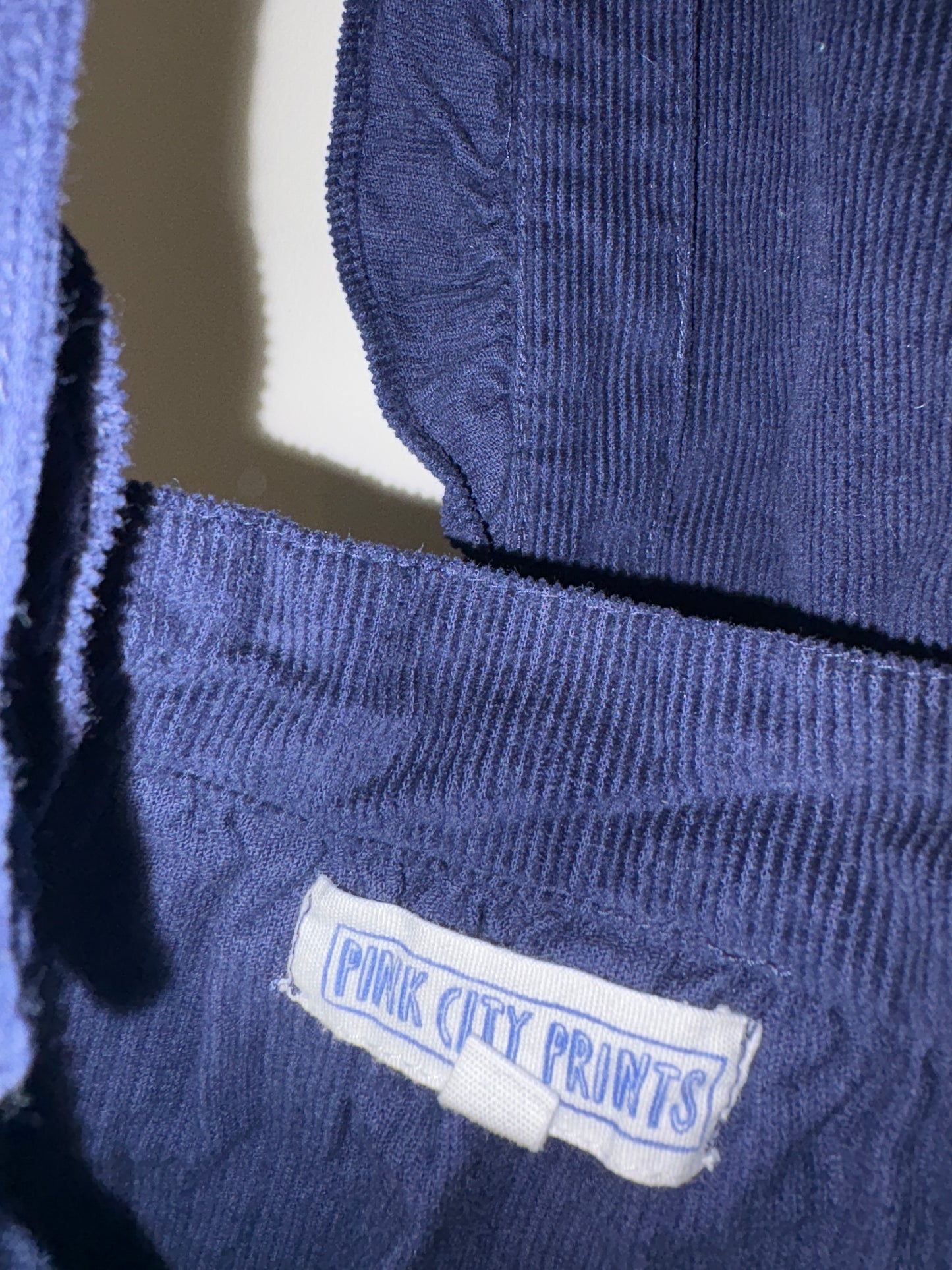 Pink City Prints Navy Dungaree Dress M
