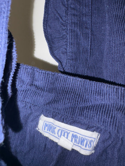 Pink City Prints Navy Dungaree Dress M