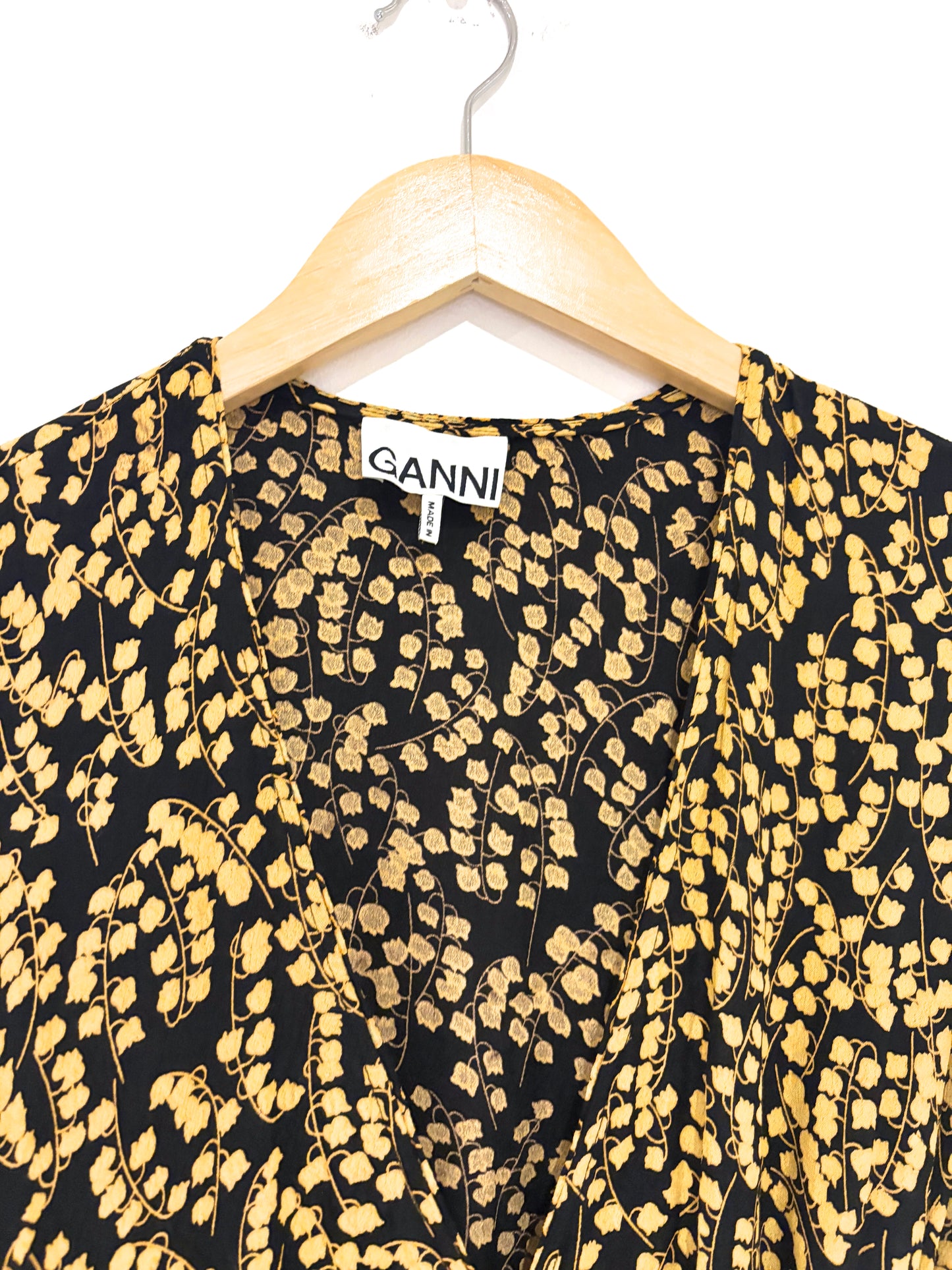 Ganni Ruffled Floral Midi Dress UK 10