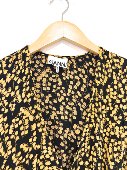 Ganni Ruffled Floral Midi Dress UK 10