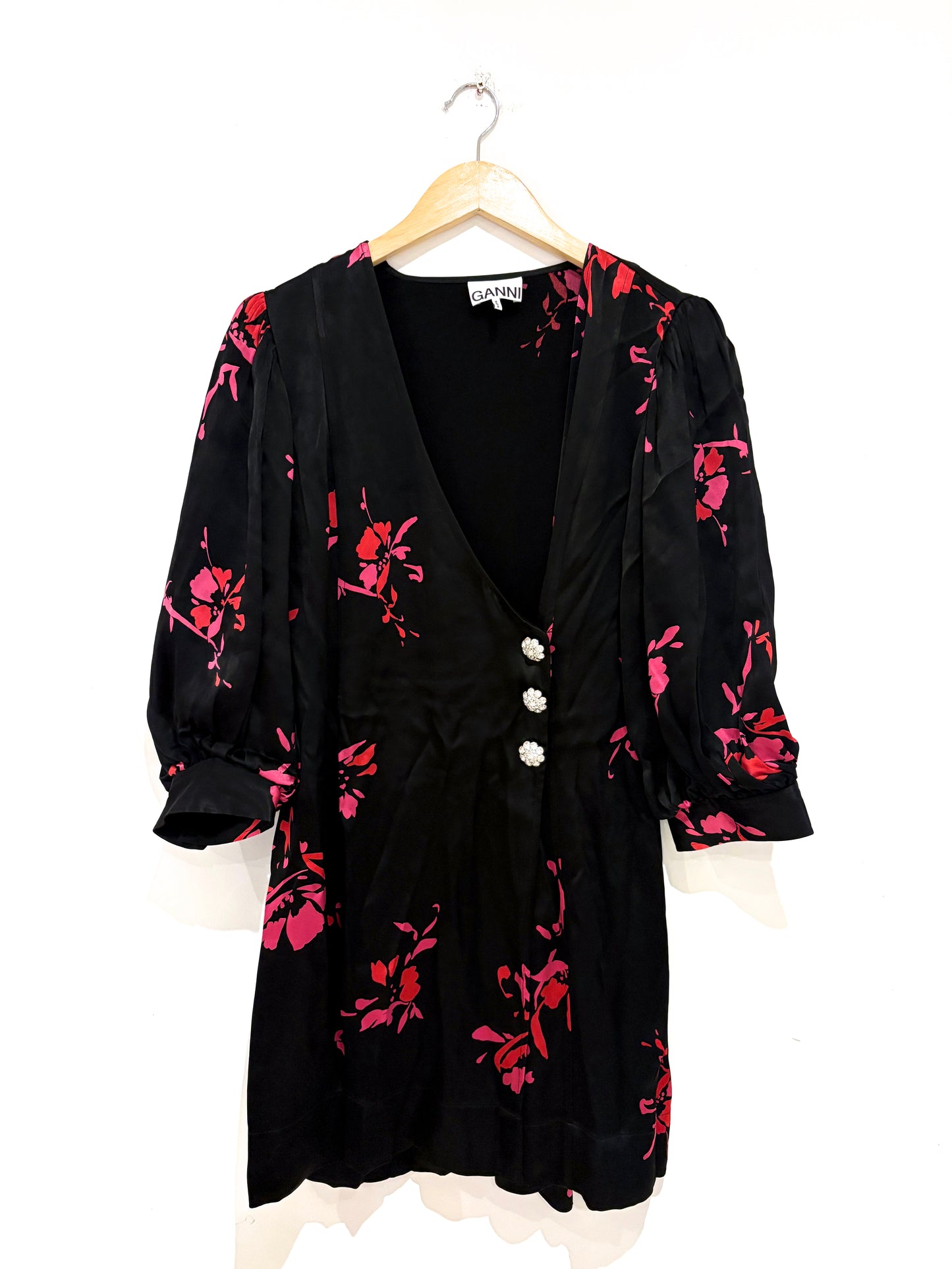 Ganni Floral Print Wrap Dress