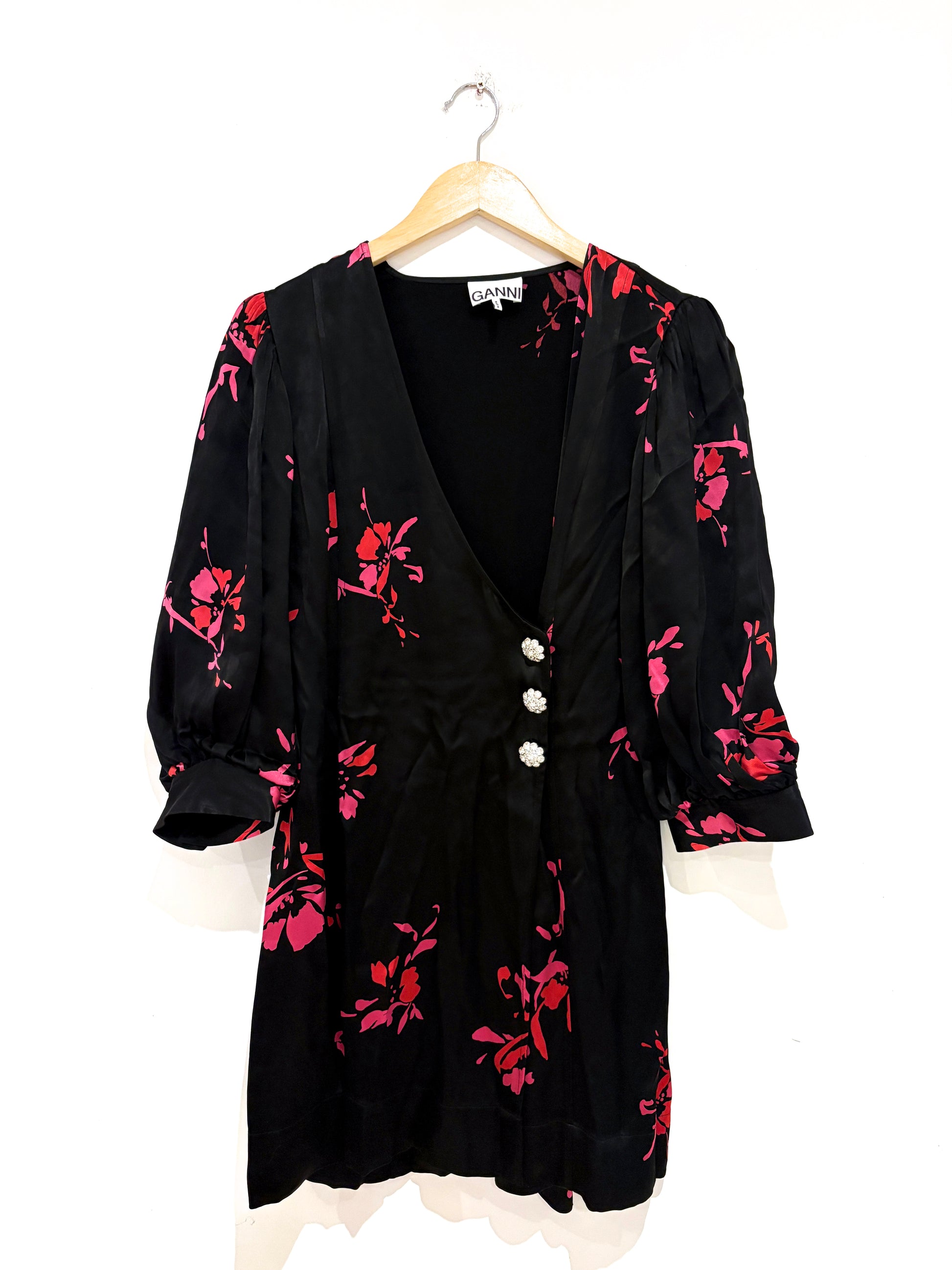 Ganni Floral Print Wrap Dress