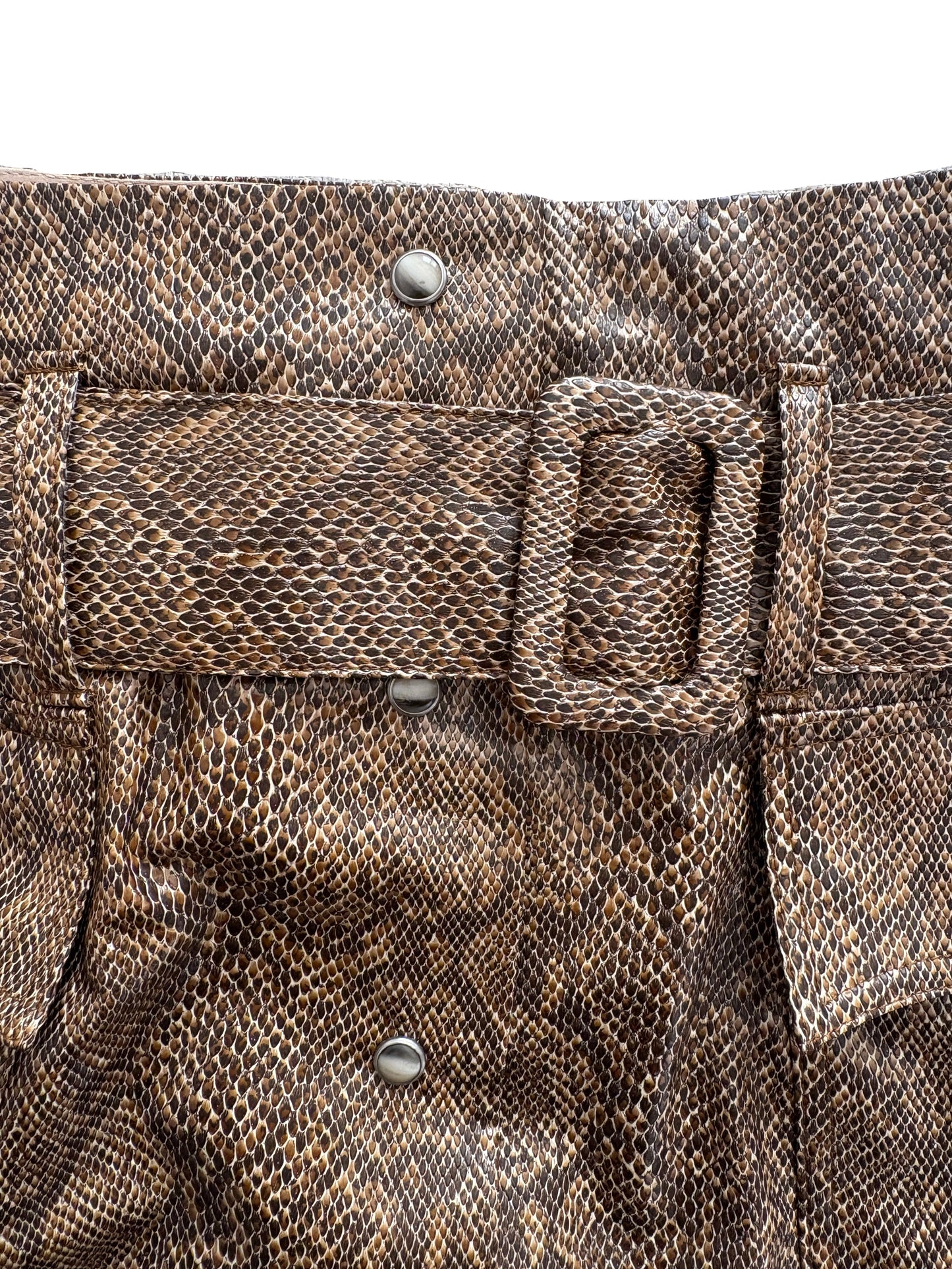 New With Tags Nanushka Brown Snake Vegan Leather Aarohi Skirt L