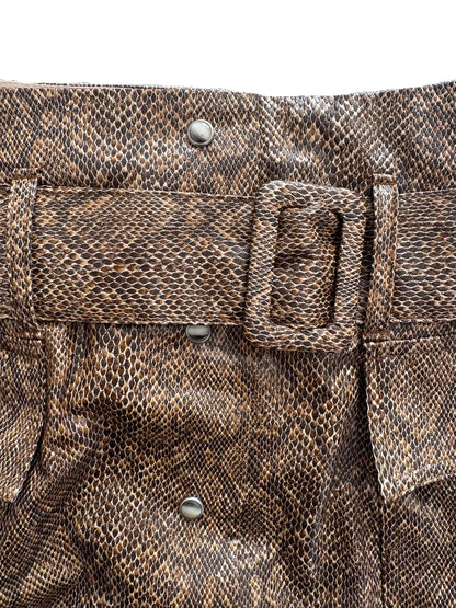 New With Tags Nanushka Brown Snake Vegan Leather Aarohi Skirt L