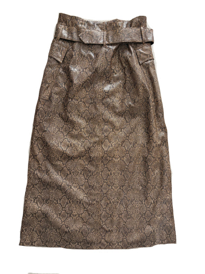 New With Tags Nanushka Brown Snake Vegan Leather Aarohi Skirt L
