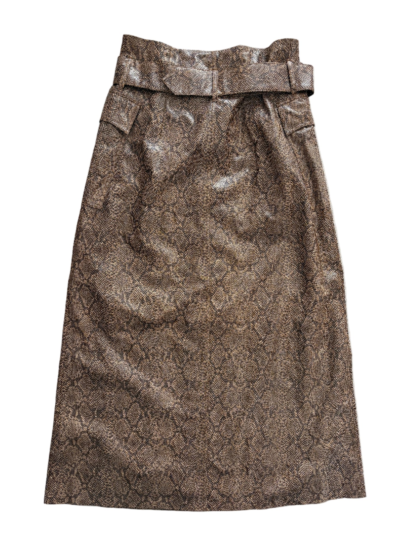 New With Tags Nanushka Brown Snake Vegan Leather Aarohi Skirt L