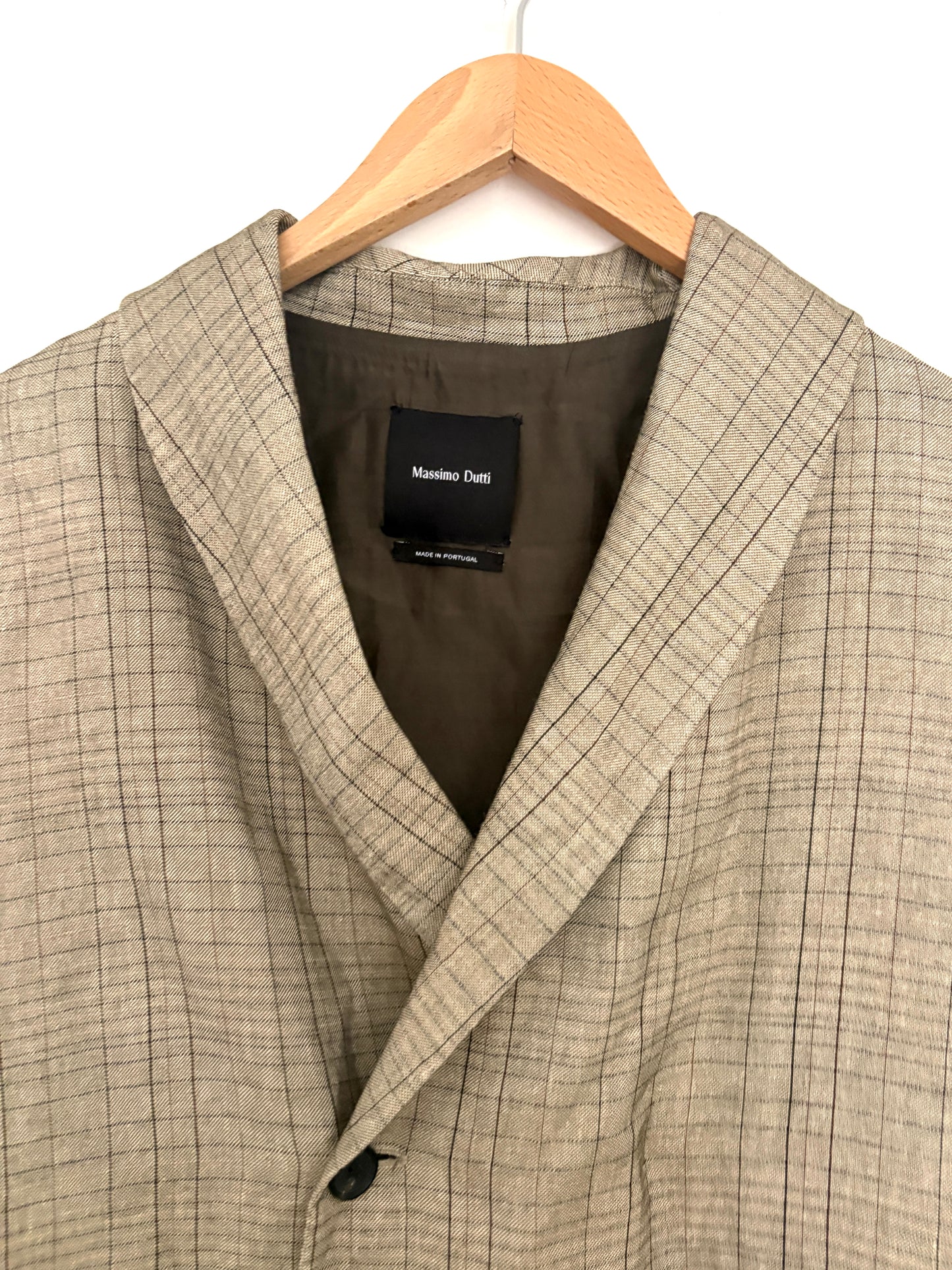Massimo Dutti Check Linen Blend Blazer UK 6