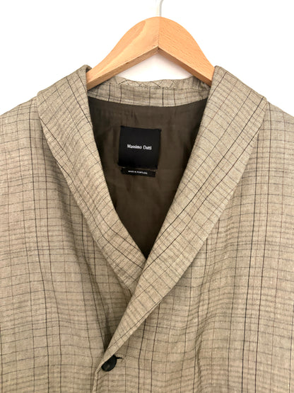 Massimo Dutti Check Linen Blend Blazer UK 6