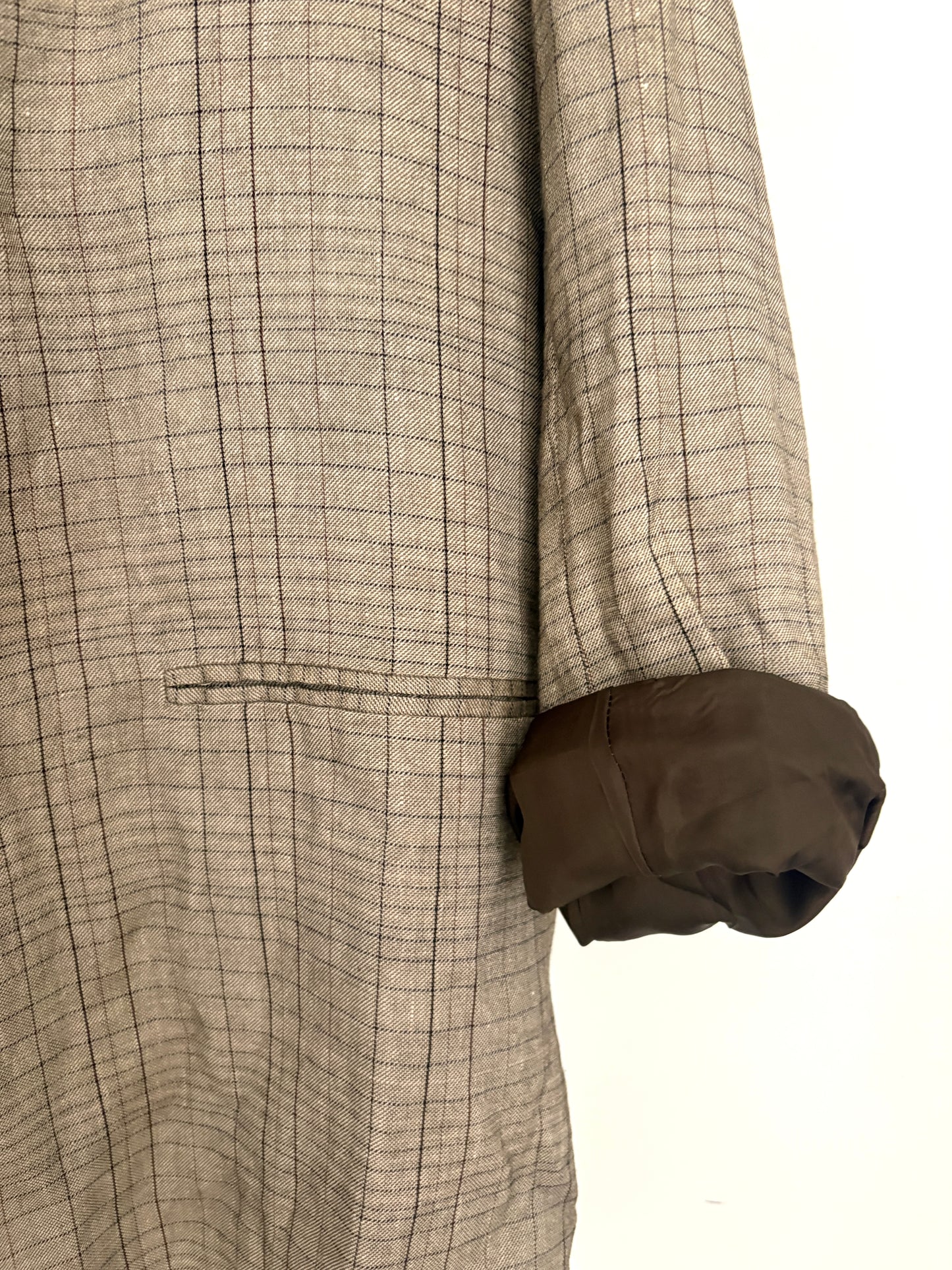 Massimo Dutti Check Linen Blend Blazer UK 6