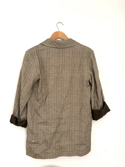 Massimo Dutti Check Linen Blend Blazer UK 6