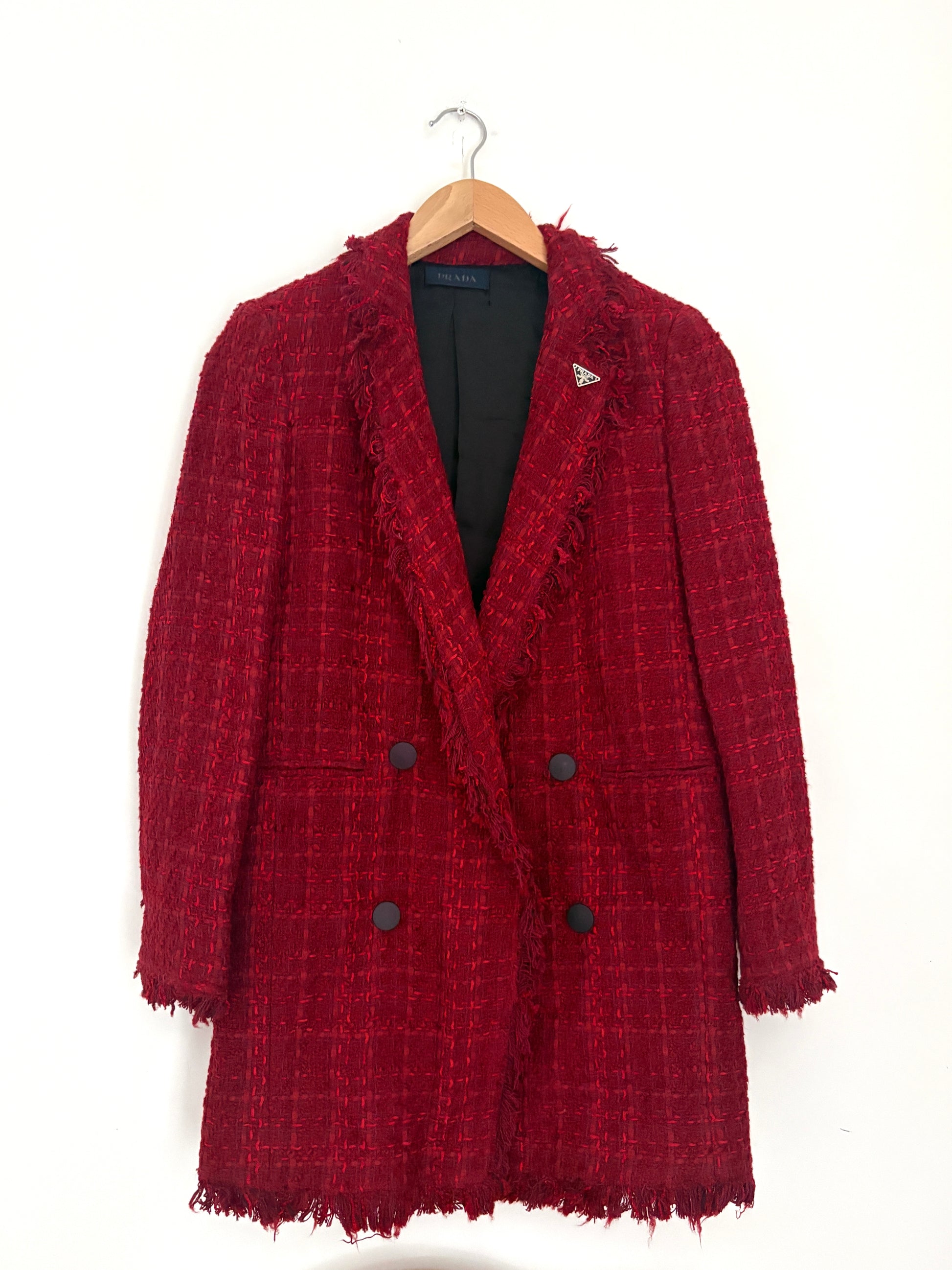 Prada red tweed blazer