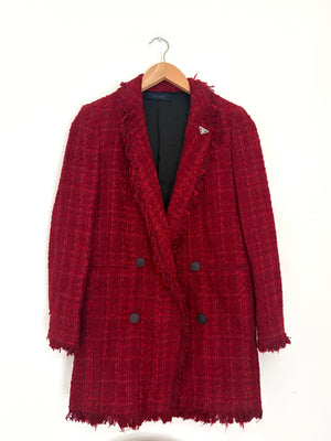 Prada Red Tweed Blazer UK 8