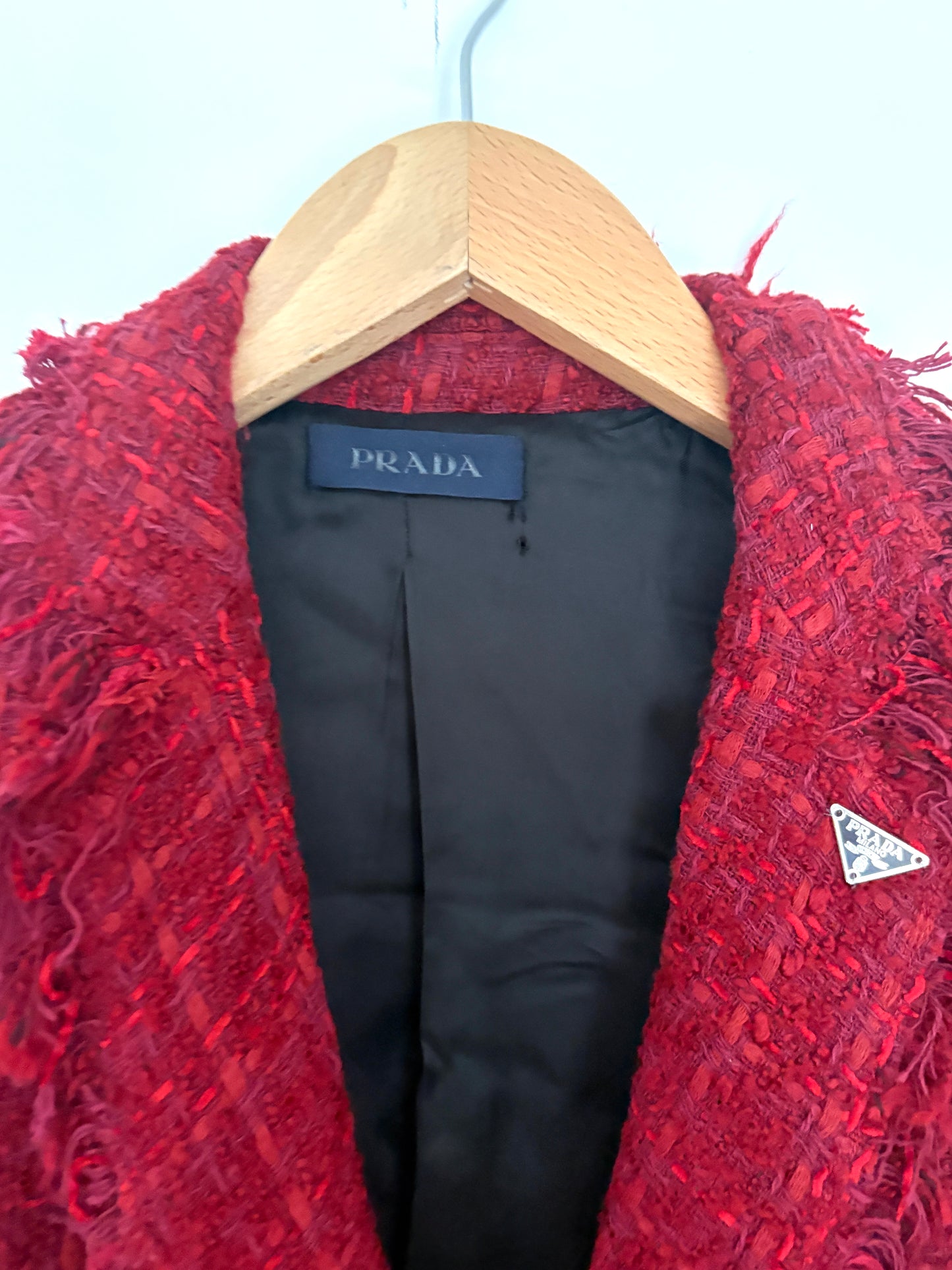 Prada Red Tweed Blazer UK 8