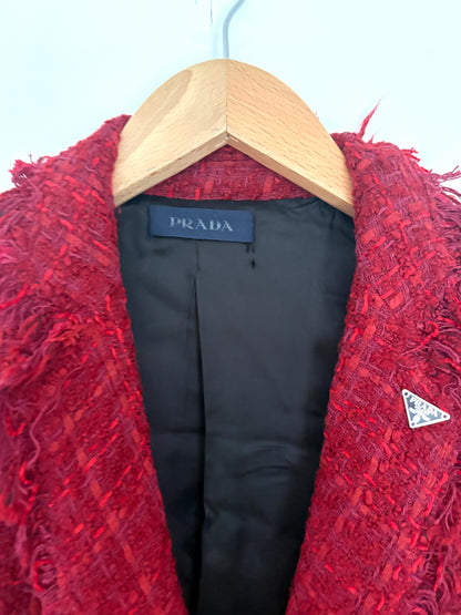 Prada Red Tweed Blazer UK 8