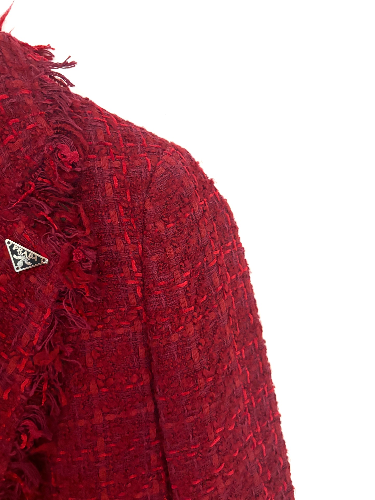 Prada Red Tweed Blazer UK 8