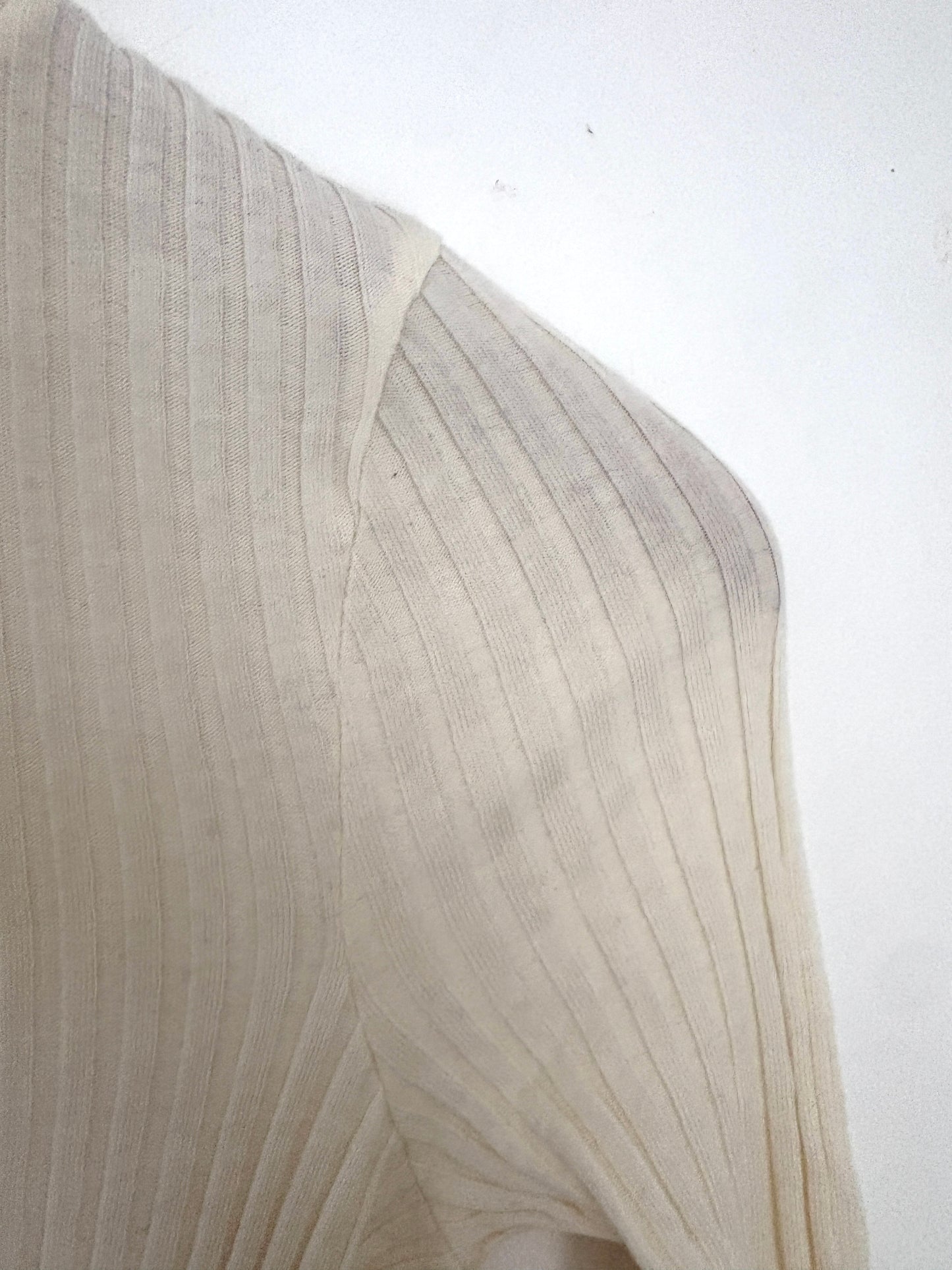 Massimo Dutti Cream Cotton Ribbed Top S