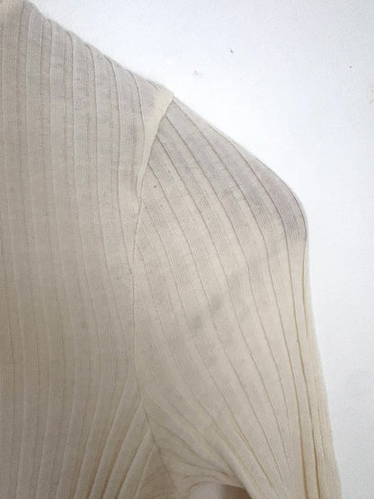 Massimo Dutti Cream Cotton Ribbed Top S
